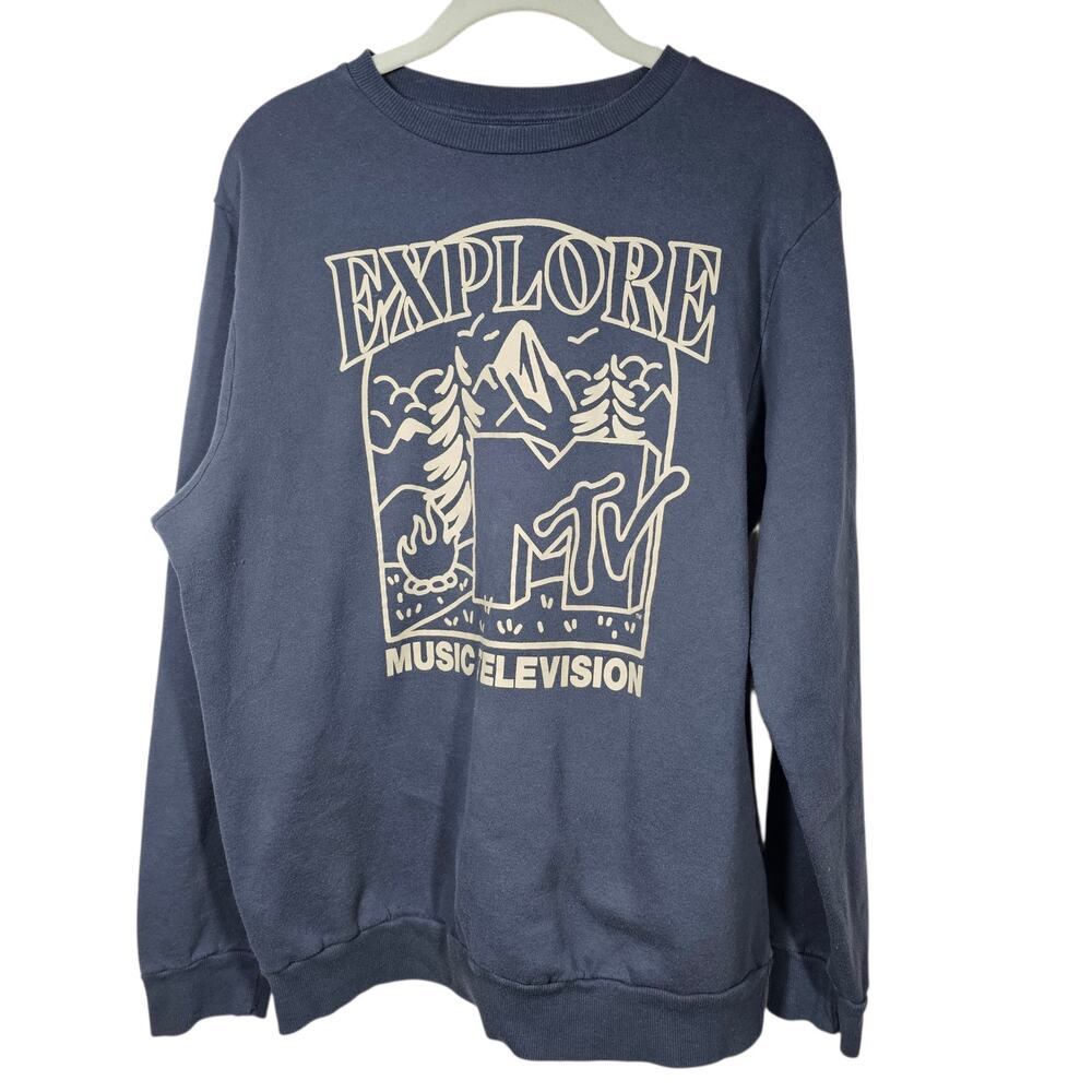MTV Women's Explore Crewneck Sweatshirt Slate Gray L